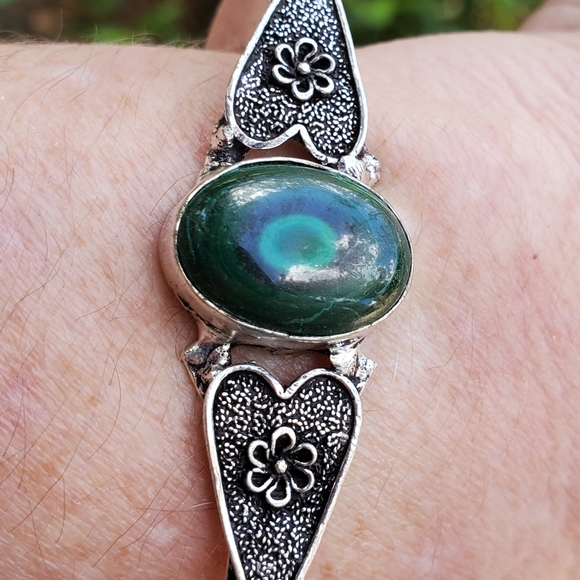 New Malachite 925 Silver Open Cuff Bracelet. - Picture 10 of 15